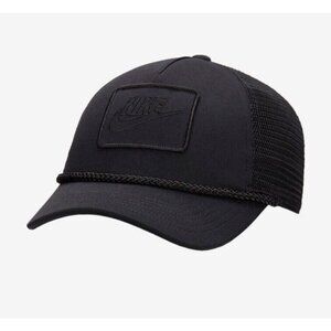 NIKE Dri-FIT Rise Cap Structured Trucker Hat FB5379-010 Adult Unisex M / L Black